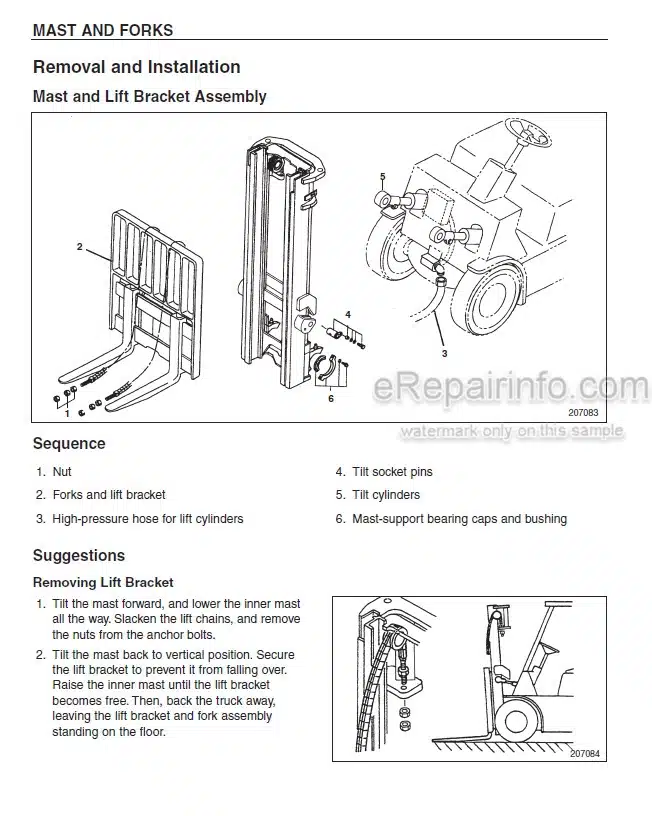 Photo 5 - Mitsubishi FBC15N FBC18N FBC18LN FBC20N FBC25N FBC25EN FBC25LN FBC30N FBC30LN Service Manual Forklift Chassis And Mast