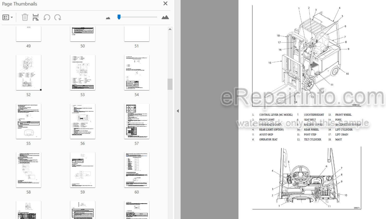 Photo 4 - Mitsubishi FBC22N2 FBC25N2 FBC25EN2 FBC25LN2 FBC30N2 FBC30LN2 Operation And Maintenance Manual Forklift 99750-7N100 99750-7N110