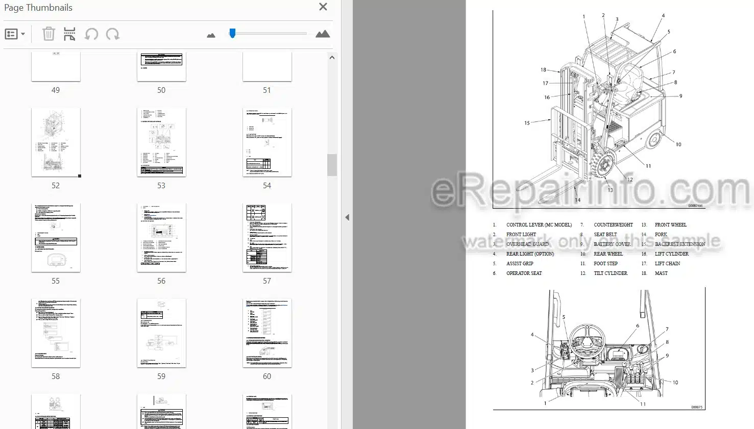 Photo 4 - Mitsubishi FBC22N2 FBC25N2 FBC25EN2 FBC25LN2 FBC30N2 FBC30LN2 Operation And Maintenance Manual Forklift 99750-7N100 99750-7N110