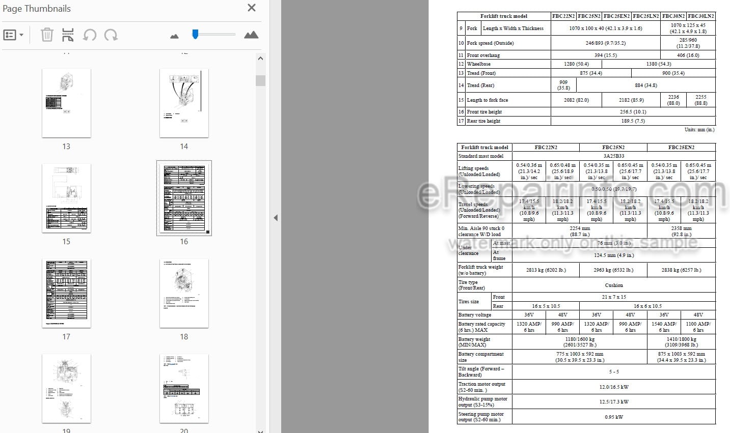 Photo 4 - Mitsubishi FBC22N2 FBC25N2 FBC25EN2 FBC25LN2 FBC30N2 FBC30LN2 Service Manual Forklift Chassis And Mast 99759-7N100