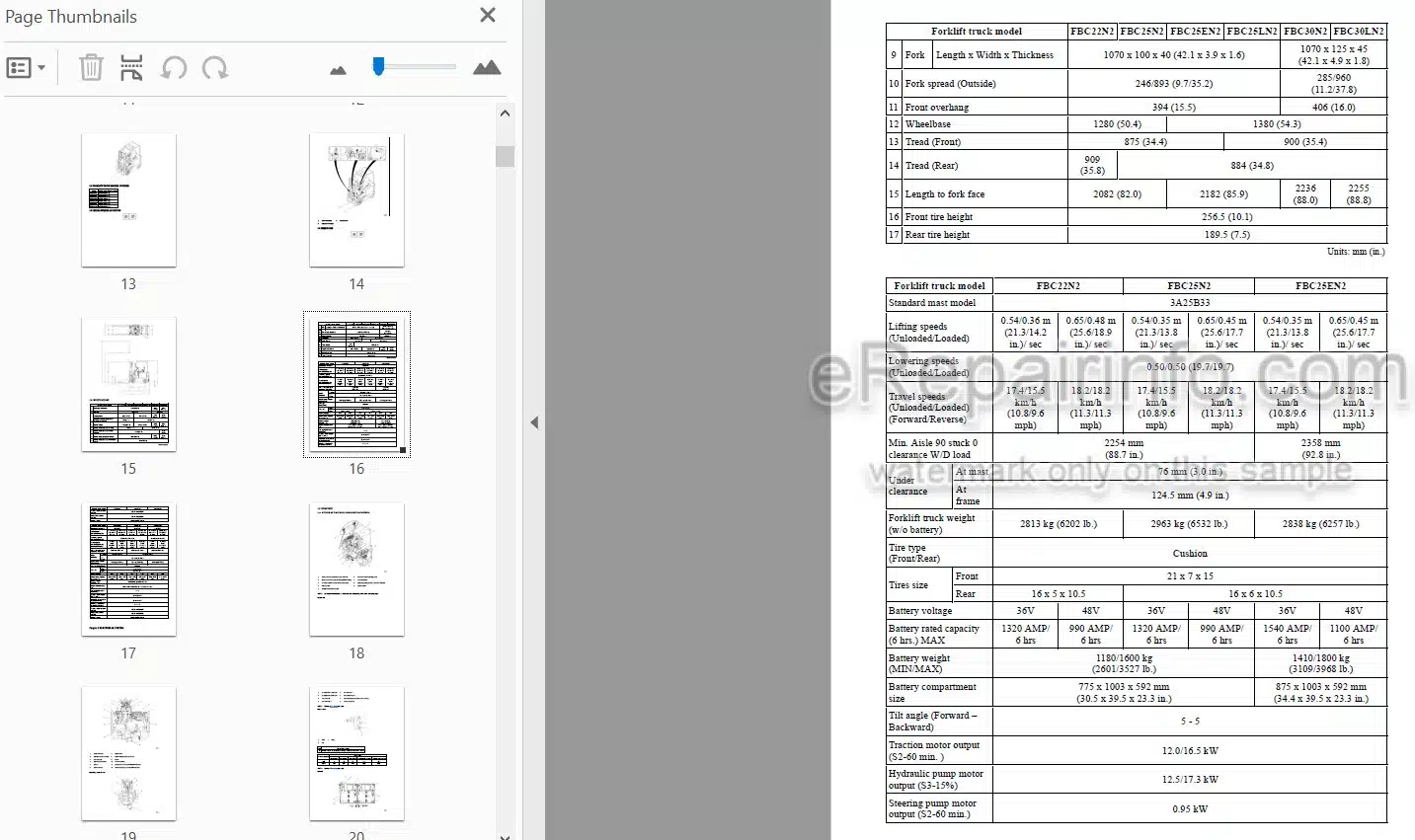 Photo 4 - Mitsubishi FBC22N2 FBC25N2 FBC25EN2 FBC25LN2 FBC30N2 FBC30LN2 Service Manual Forklift Chassis And Mast 99759-7N100