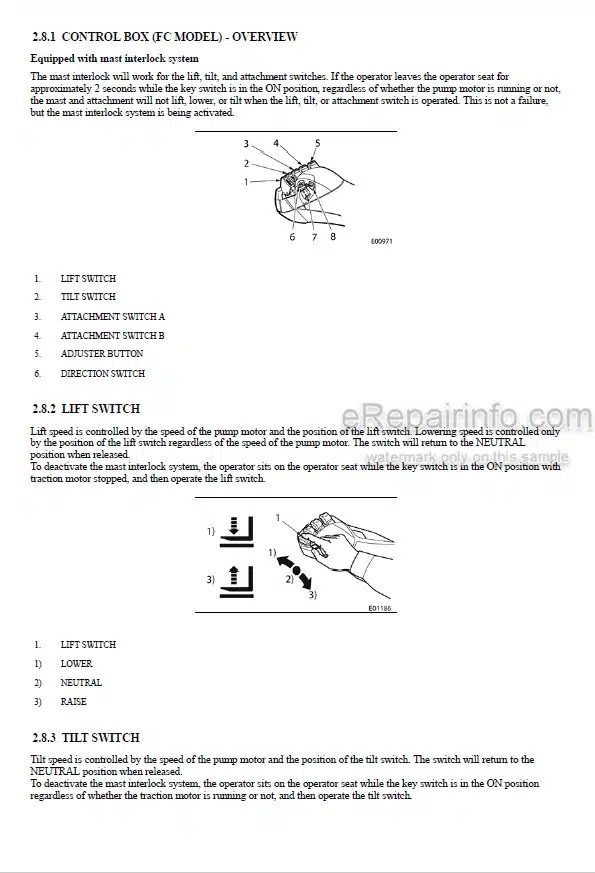Photo 6 - Mitsubishi FBC15NS FBC18NS FBC20NS Operation And Maintenance Manual Forklift 99750-78110