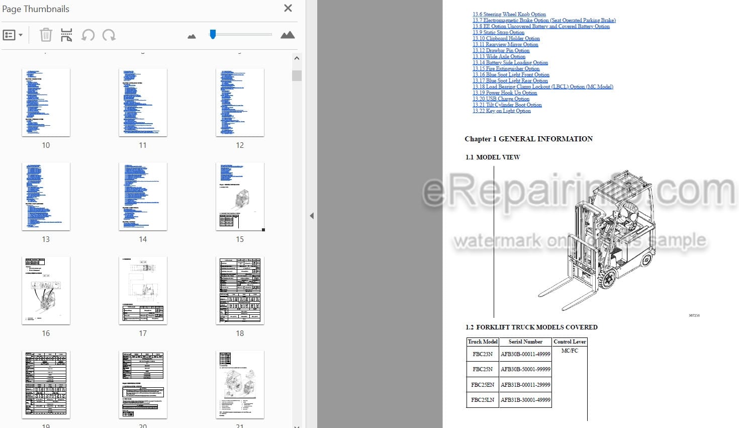 Photo 4 - Mitsubishi FBC23N FBC25N FBC25EN FBC25LN FBC30N FBC30LN Service Manual Forklift SMFEA-AFB30-190