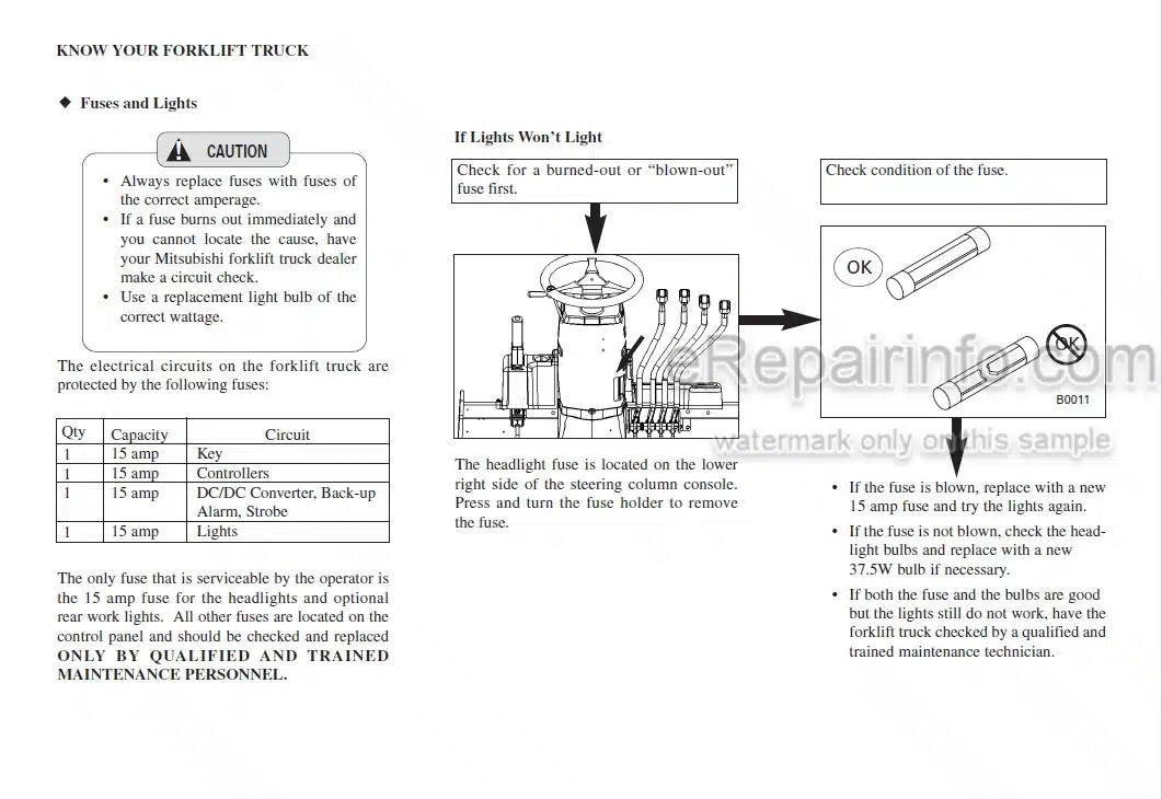 Photo 7 - Mitsubishi FBC23N FBC25N FBC25EN FBC25LN FBC30N FBC30LN Operation And Maintenance Manual Forklift OMFEA-AFB30-190