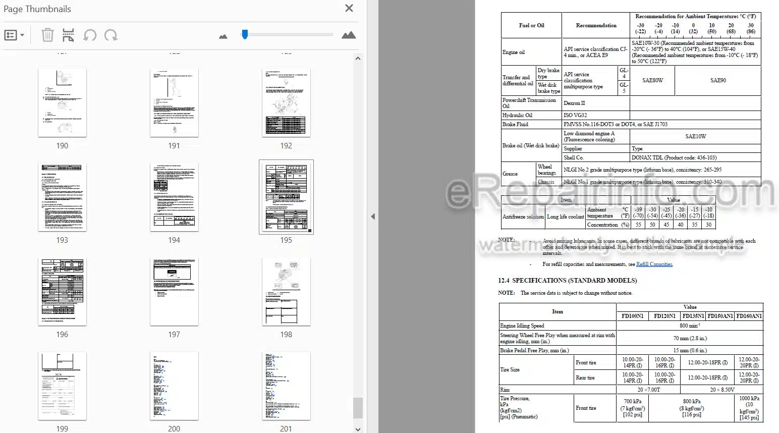 Photo 3 - Mitsubishi FD100N1 FD120N1 FD135N1 FD150AN1 FD160AN1 Operation And Maintenance Manual Forklift 99790-76110
