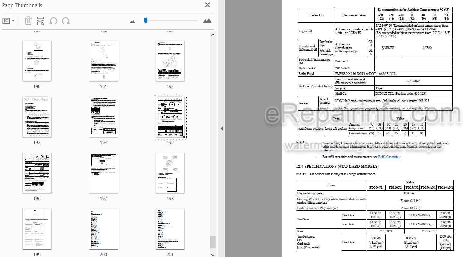 Photo 5 - Mitsubishi FD100N1 FD120N1 FD135N1 FD150AN1 FD160AN1 Service Manual Forklift Chassis And Mast 99799-50100