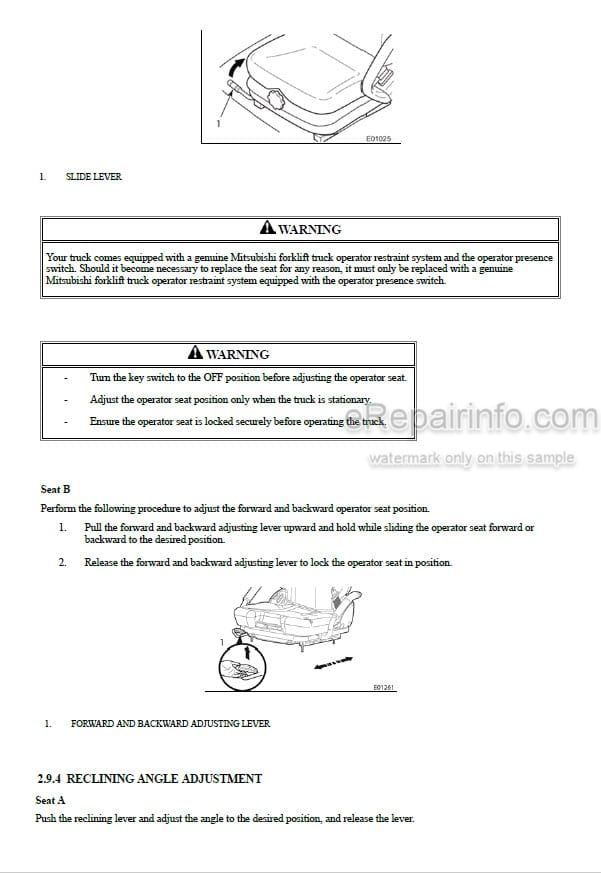 Photo 3 - Mitsubishi FD100N1 FD120N1 FD135N1 FD150AN1 FD160AN1 Service Manual Forklift Chassis And Mast 99799-50100