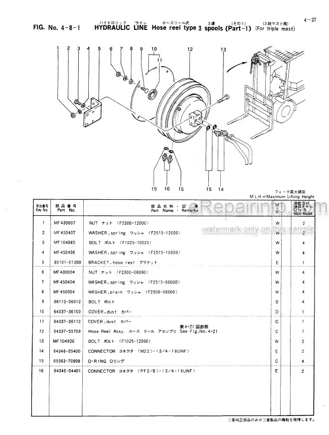Photo 5 - Mitsubishi FD35 FD38 FD40 Spare Parts Catalog Forklift