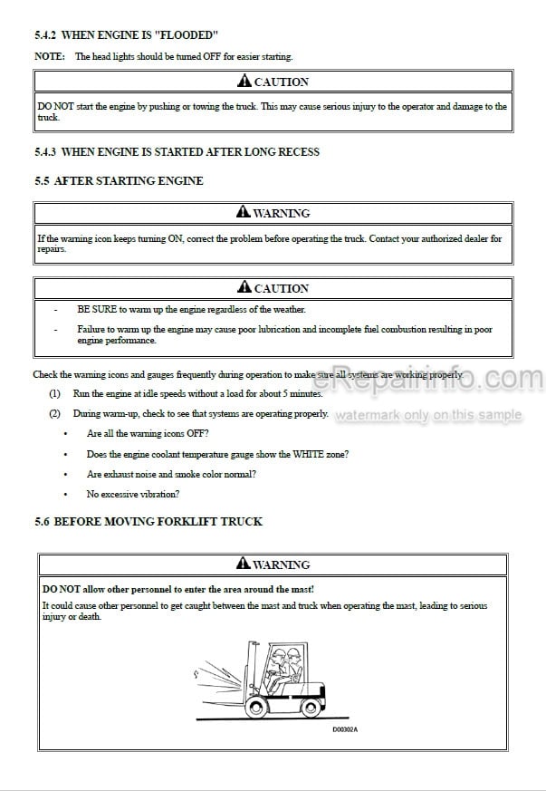 Photo 5 - Mitsubishi FD40N1 FD45N1 FD50CN1 FD50N1 FD55N1 Operation And Maintenance Manual Forklift 99730-7A130
