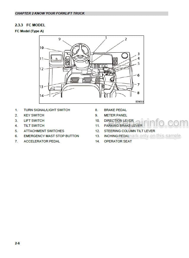 Photo 5 - Mitsubishi FD70N1 Operation And Maintenance Manual Forklift 99700-70100 99700-70110