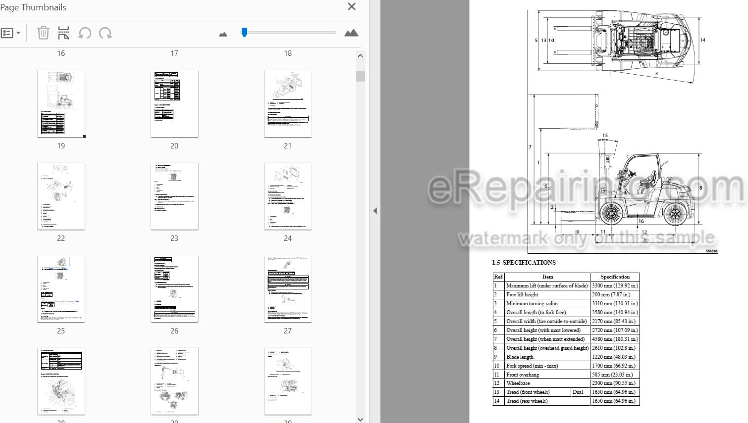Photo 3 - Mitsubishi FD70N1 Service Manual Forklift Chassis And Mast 99709-70100