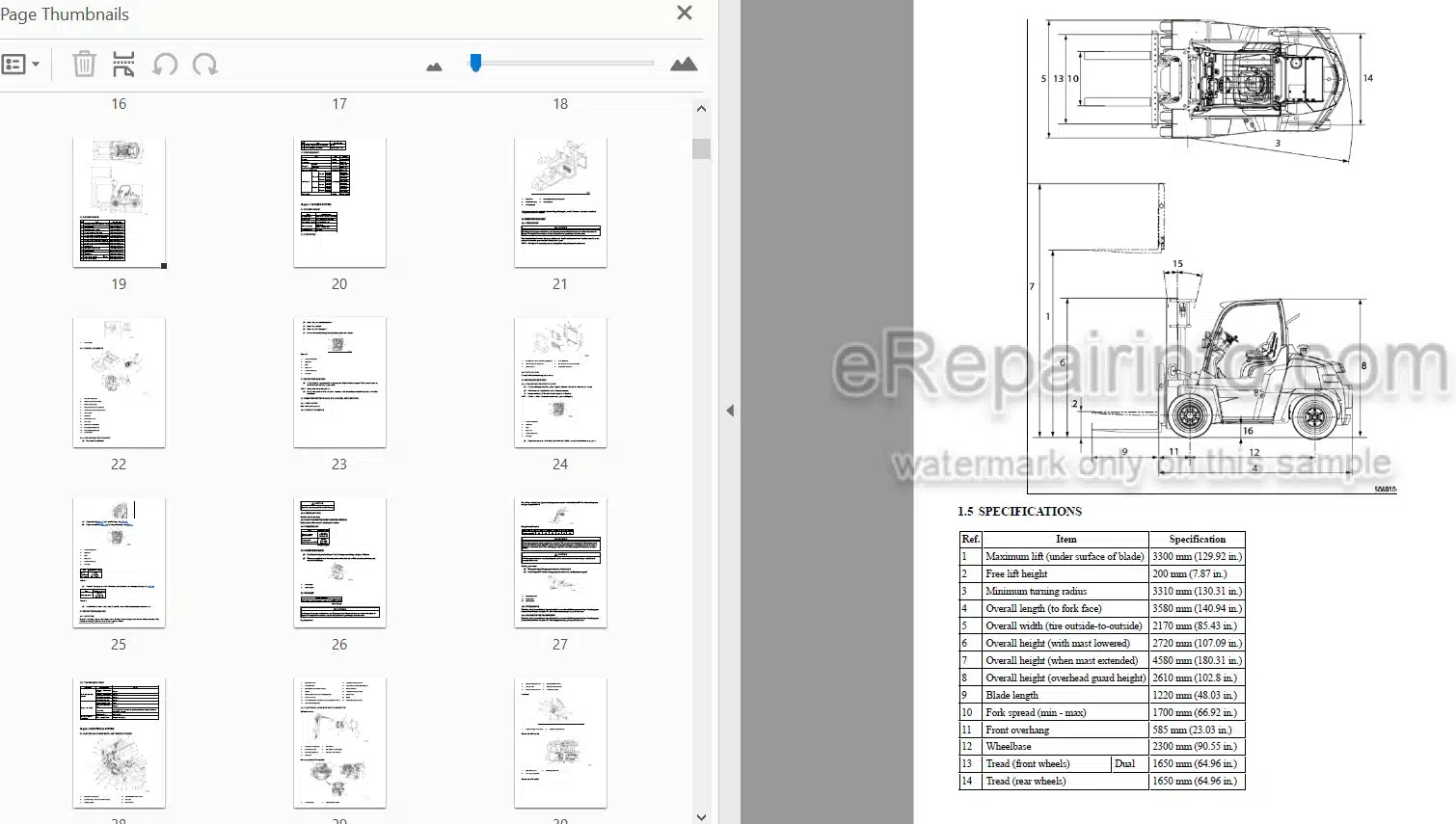 Photo 3 - Mitsubishi FD70N1 Service Manual Forklift Chassis And Mast 99709-70100