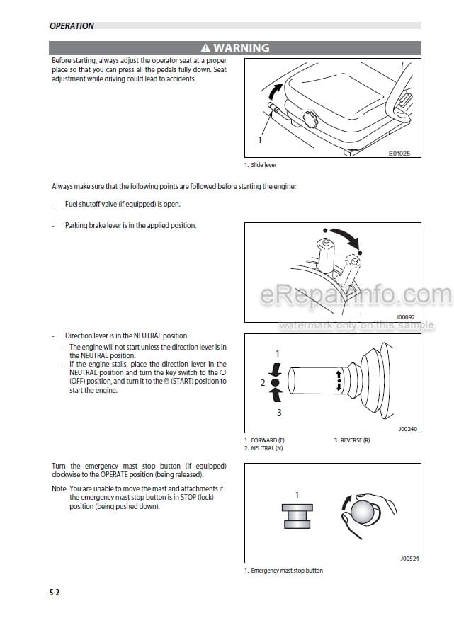 Photo 7 - Mitsubishi FBC22N2 FBC25N2 FBC25EN2 FBC25LN2 FBC30N2 FBC30LN2 Operation And Maintenance Manual Forklift 99750-7N100 99750-7N110