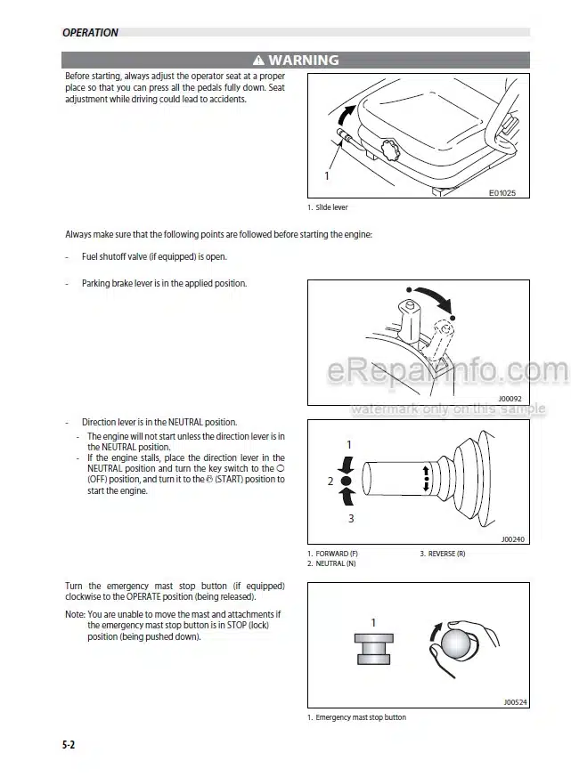 Photo 4 - Mitsubishi FD70N Operation And Maintenance Manual Forklift 99700-77110