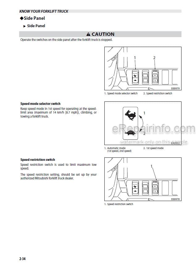 Photo 5 - Mitsubishi FD70N Operation And Maintenance Manual Forklift 99700-77110