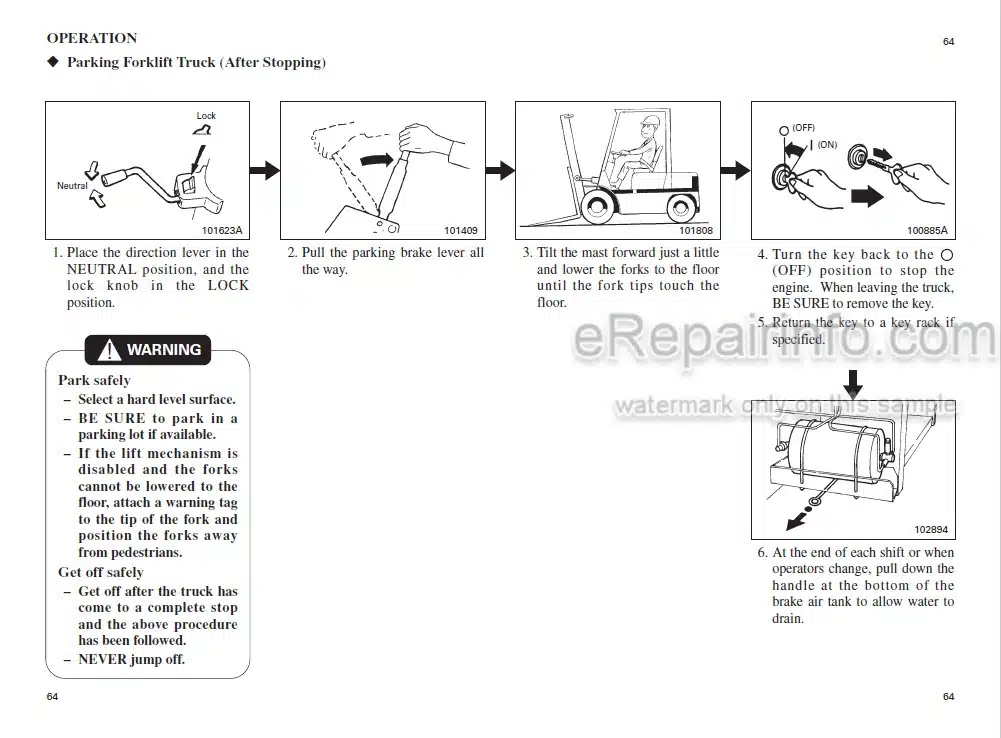 Photo 5 - Mitsubishi FD80 FD90 Operation And Maintenance Manual Forklift 99700-79120