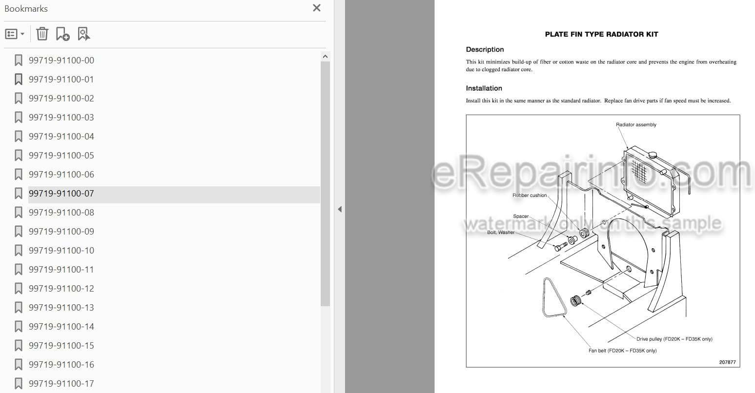 Photo 3 - Mitsubishi FG15K FG18K FG20K FG20K-HO FG25K FG25K-HO FG30K FG35K FD20K FD25K FD30K FD35K Service Manual Supplement Options For Forklift 99719-91100