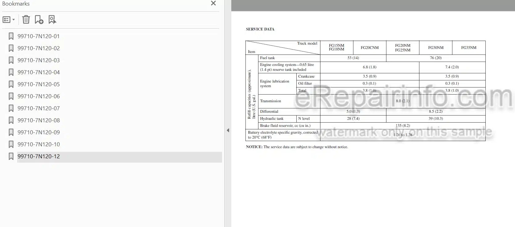 Photo 3 - Mitsubishi FG15NM FG18NM FG20CNM FG20NM FG25NM FG30NM FG35NM Operation And Maintenance Manual Forklift 99710-7N120 99710-7N130[2]