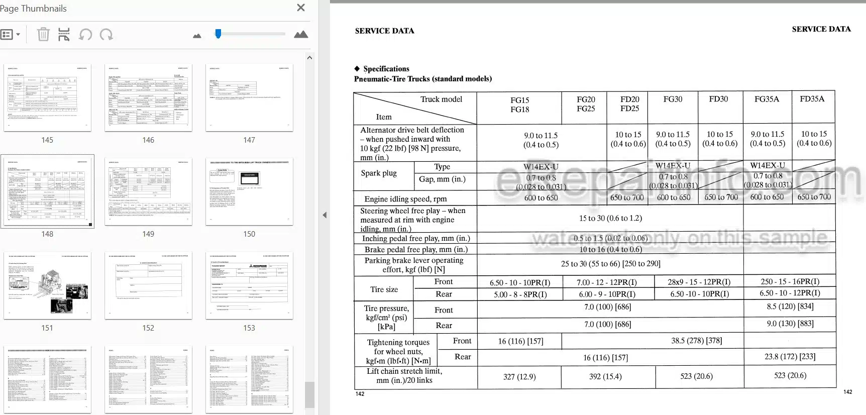 Photo 3 - Mitsubishi FG15 FG18 FG20 FG25 FG30 FG35A FD20 FD25 FD30 FD35A Operation And Maintenance Manual Forklift 99710-71120
