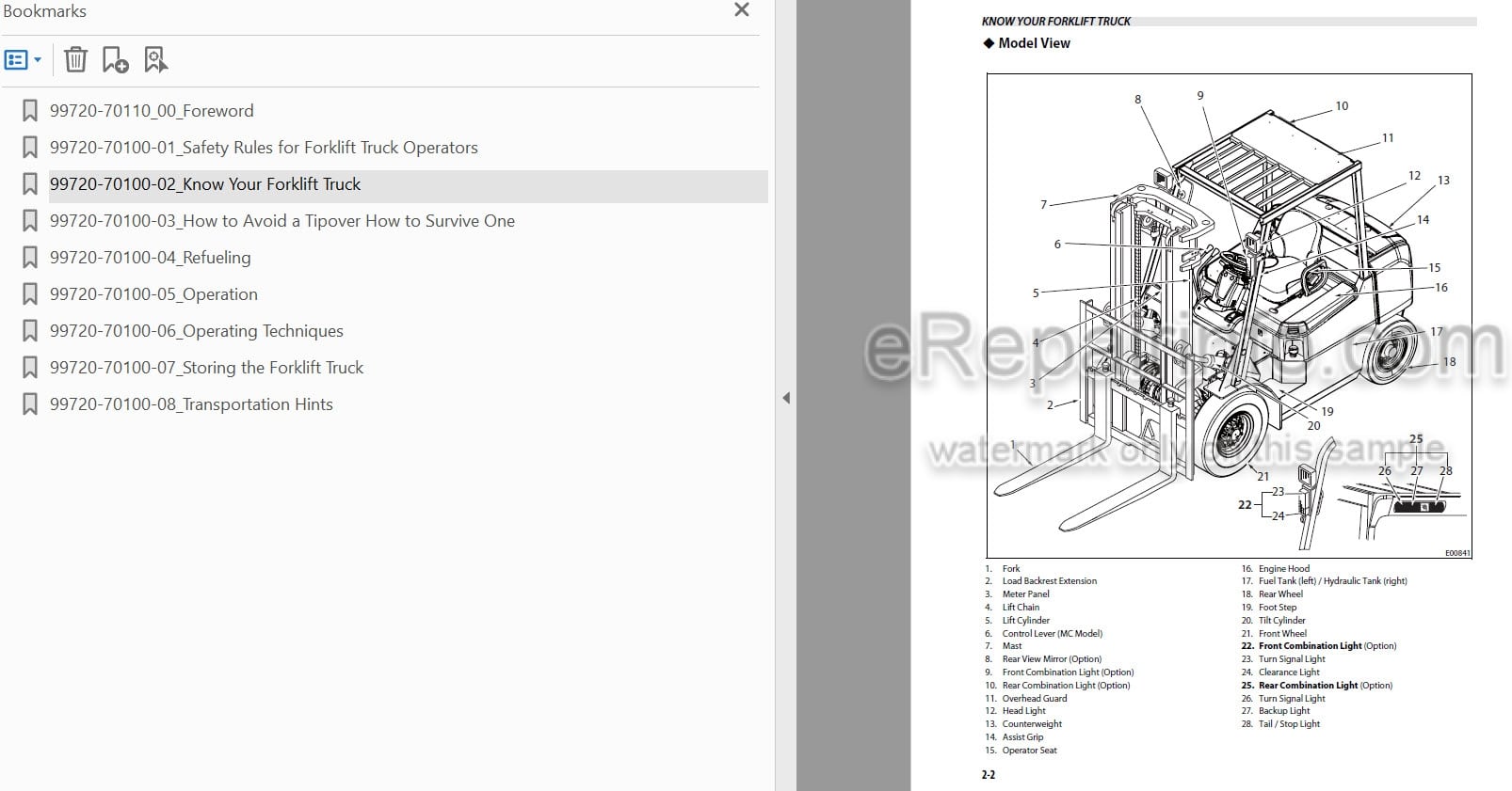 Photo 3 - Mitsubishi FG20S FG25S FG30S FD20HS FD25HS FD30HS Operation And Maintenance Manual Forklift 99720-70110