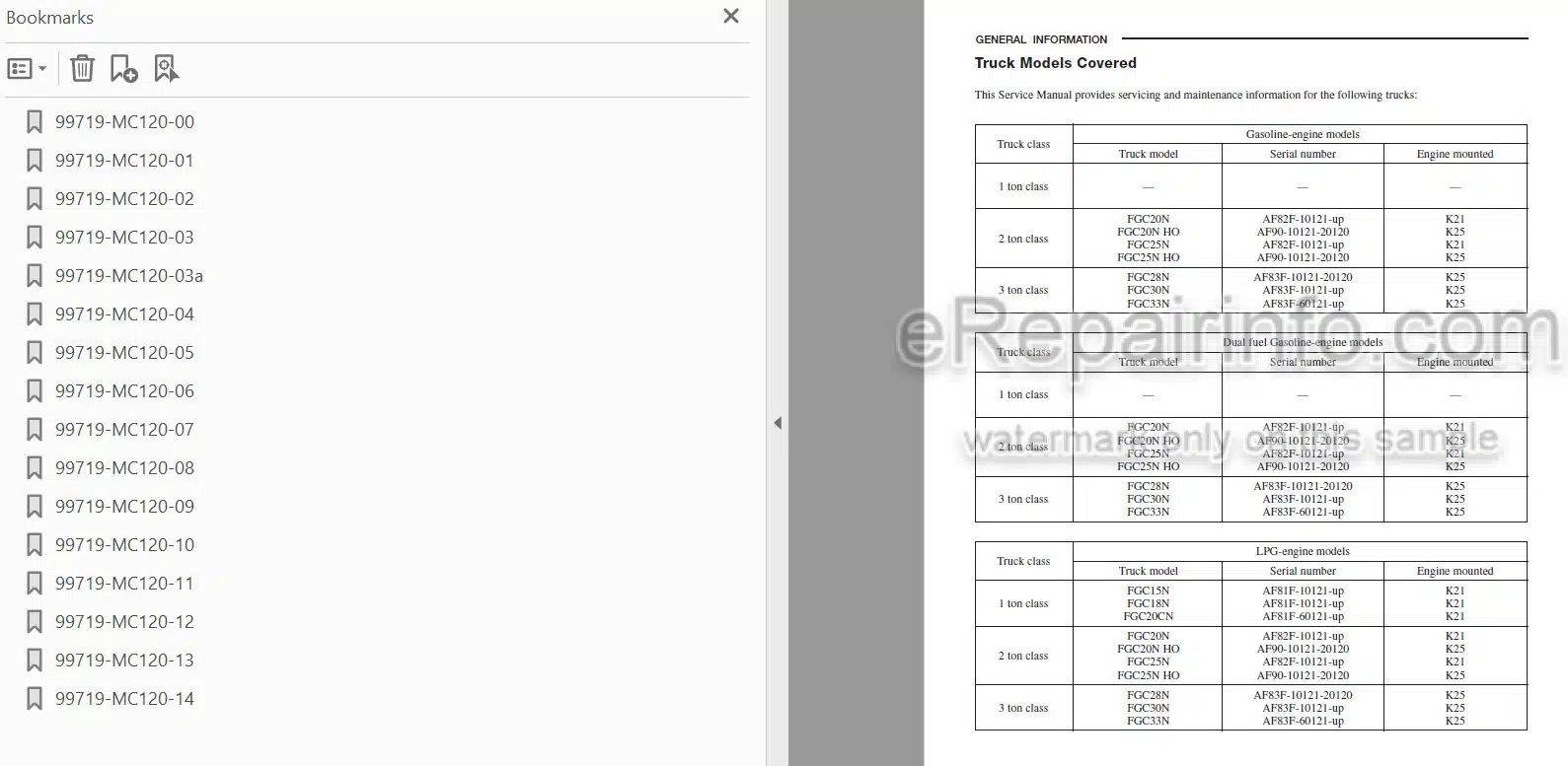 Photo 3 - Mitsubishi FGC15N FGC18N FGC20CN FGC20N FGC20N HO FGC25N HO FGC25N FGC28N FGC30N FGC33N Service Manual Forklift Chassis Mast And Options