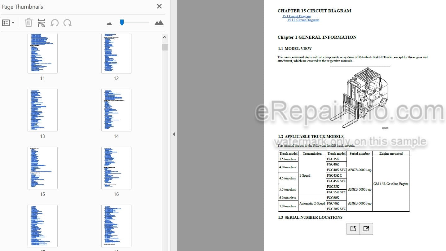 Photo 4 - Mitsubishi FGC35K FGC40K FGC40K STC FGC45K C FGC45K STC FGC55K FGC55K STC FGC60K FGC70K FGC70K STC Service Manual Forklift 99739-72110