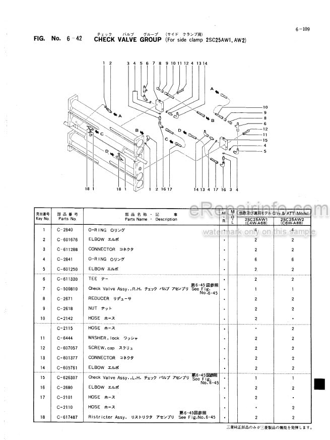 Photo 5 - Mitsubishi KFG20 FG20 KFG23 FG23 KFG25 FG25 Parts List Forklift 98721-929A0