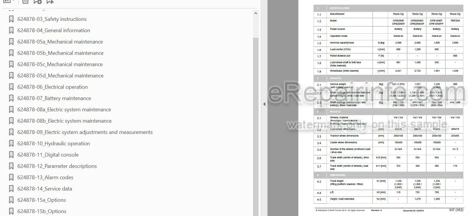 Photo 4 - Mitsubishi OPB20NE OPB20NEP OPB10NEF OPB10NEFP OPB20NEX OPB20NEXP TBR30N Service Manual Lift Truck
