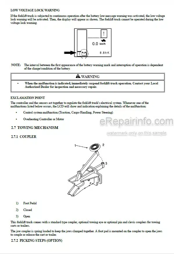 Photo 10 - Mitsubishi PMT45M Operation And Maintenance Manual Walkie Rider Pallet OMFAA-A2W42-200