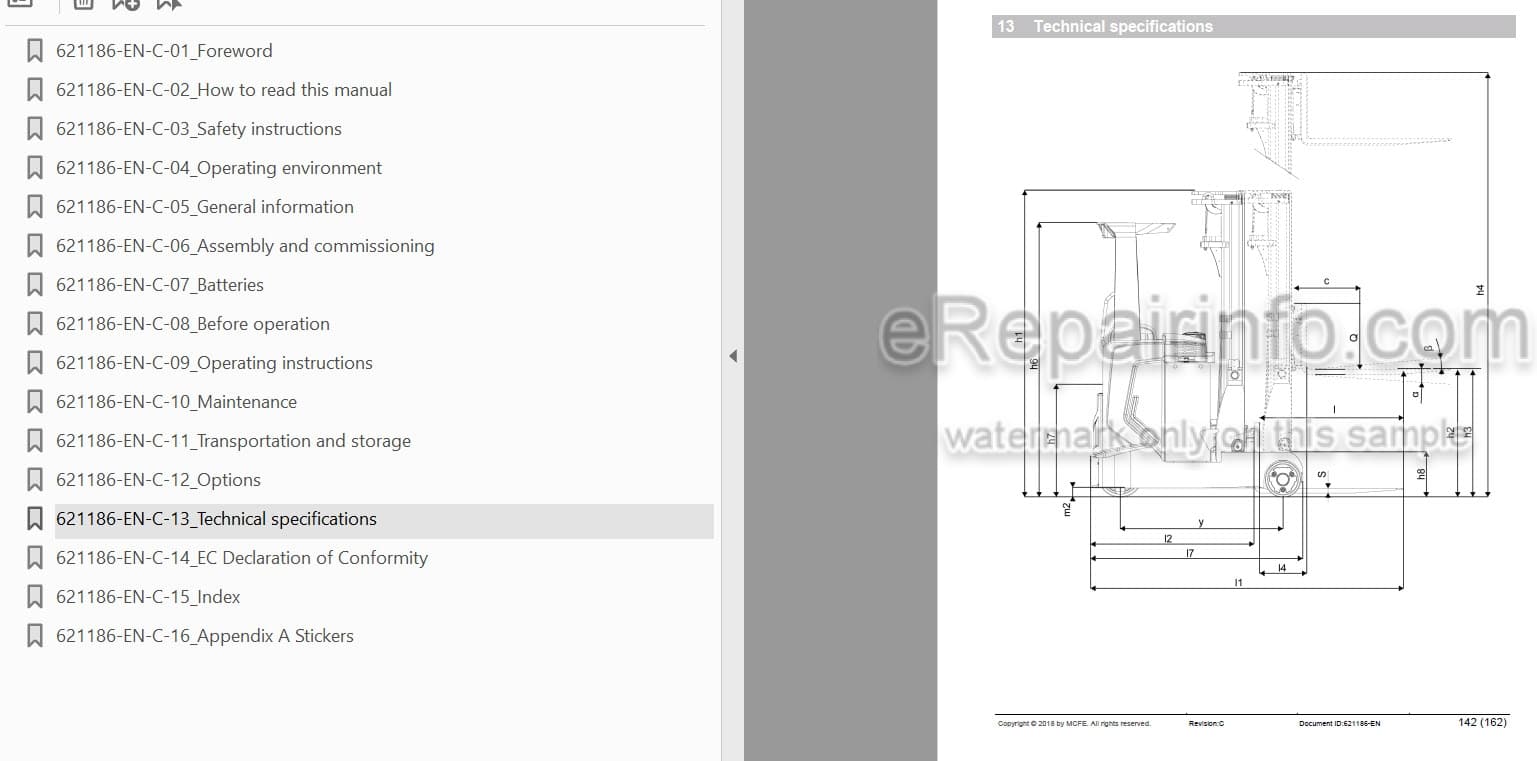 Photo 3 - Mitsubishi RB14N2S RB14N2HS RB16N2S RB16N2HS RB16N2 RB16N2H RB16N2C RB16N2HC RB20N2H RB20N2X RB25N2X Operation And Maintenance Manual Reach Truck 621186