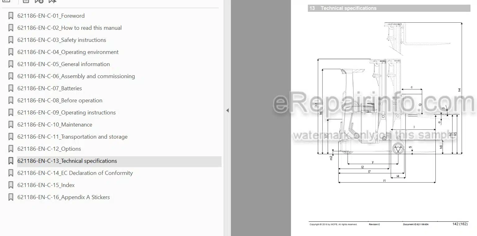 Photo 3 - Mitsubishi RB14N2S RB14N2HS RB16N2S RB16N2HS RB16N2 RB16N2H RB16N2C RB16N2HC RB20N2H RB20N2X RB25N2X Operation And Maintenance Manual Reach Truck 621186