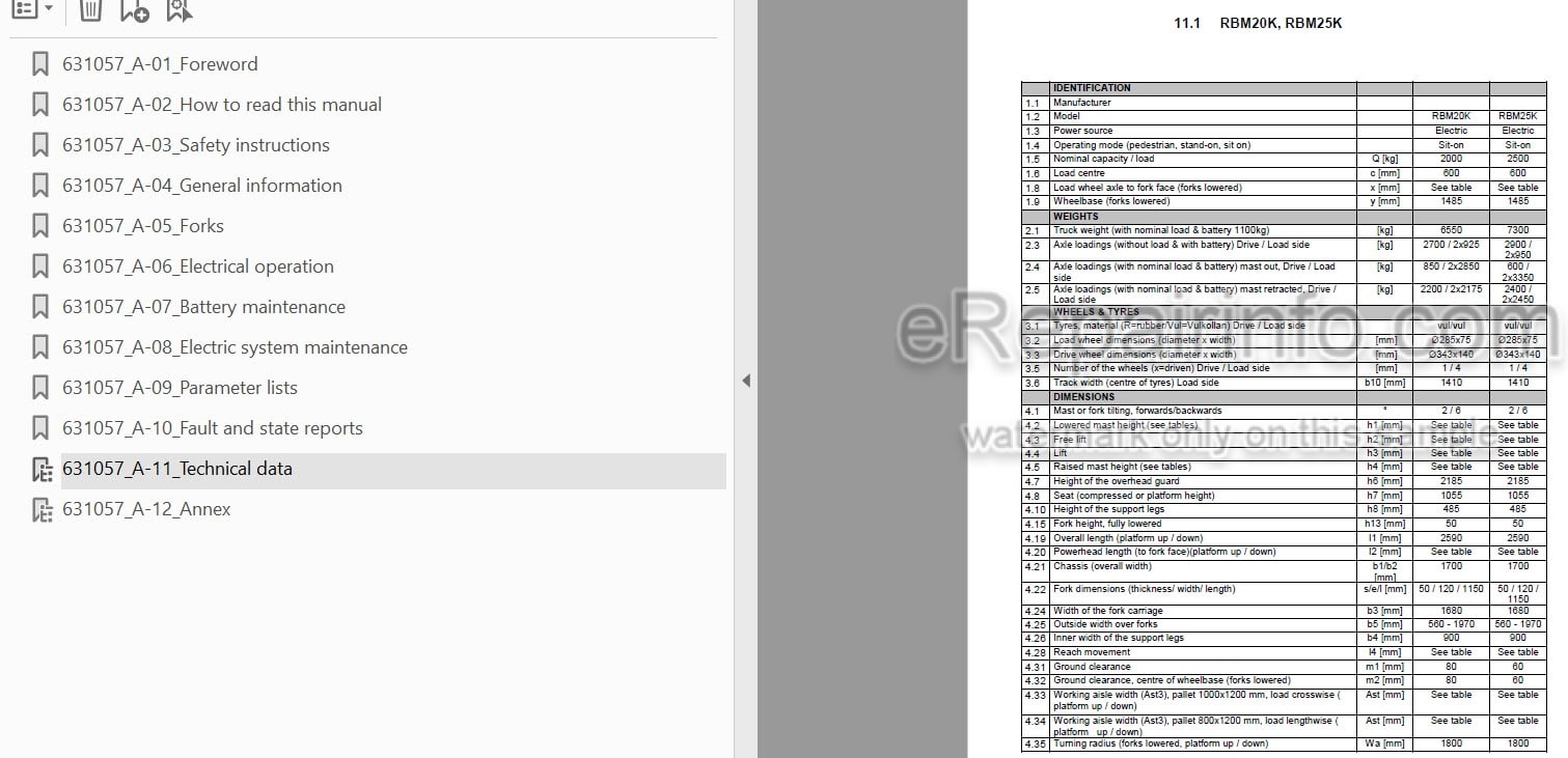 Photo 3 - Mitsubishi RBM20K RBM25K Service Manual Multi Way Reach Truck 631057
