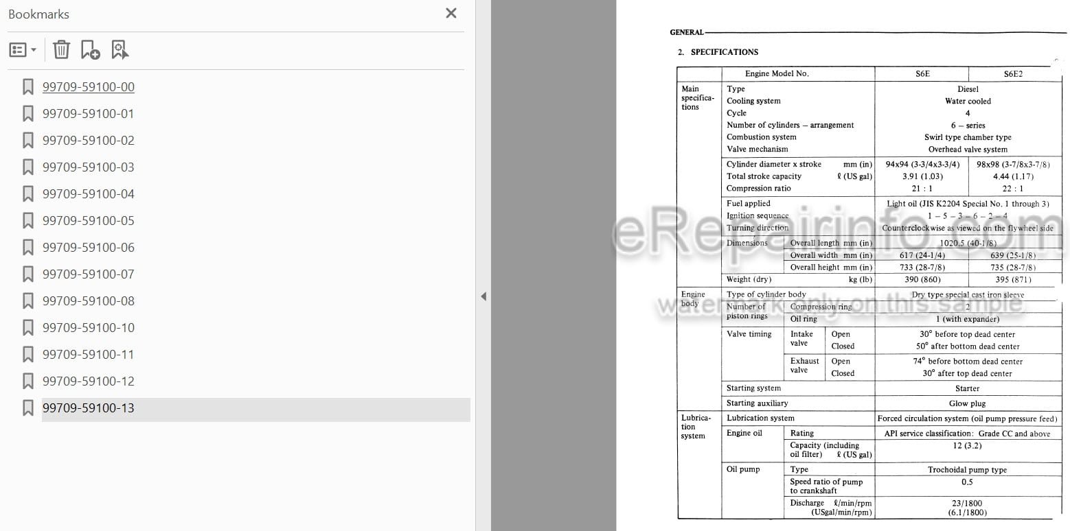 Photo 4 - Mitsubishi S6E S6E2 Service Manual Diesel Engine For Forklift 99709-59100