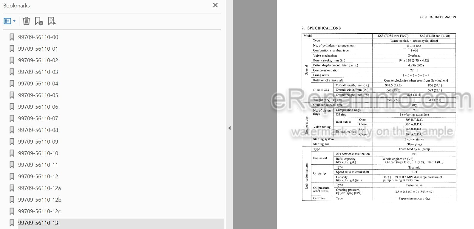 Photo 3 - Mitsubishi S6S Service Manual Diesel Engine For Forklift 99709-56110