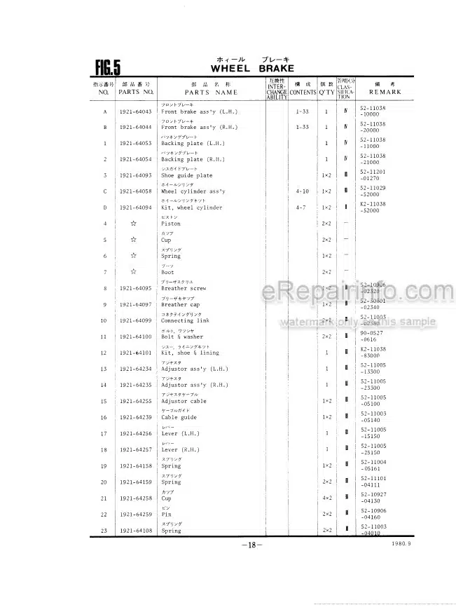 Photo 5 - Nippon Yusoki FB14P-43 FB14P-43CS FB14P-43FCS FB14P-43P FB15P-43 FB15P-43CS FB15P-43FCS FB15P-43P Parts List Forklift
