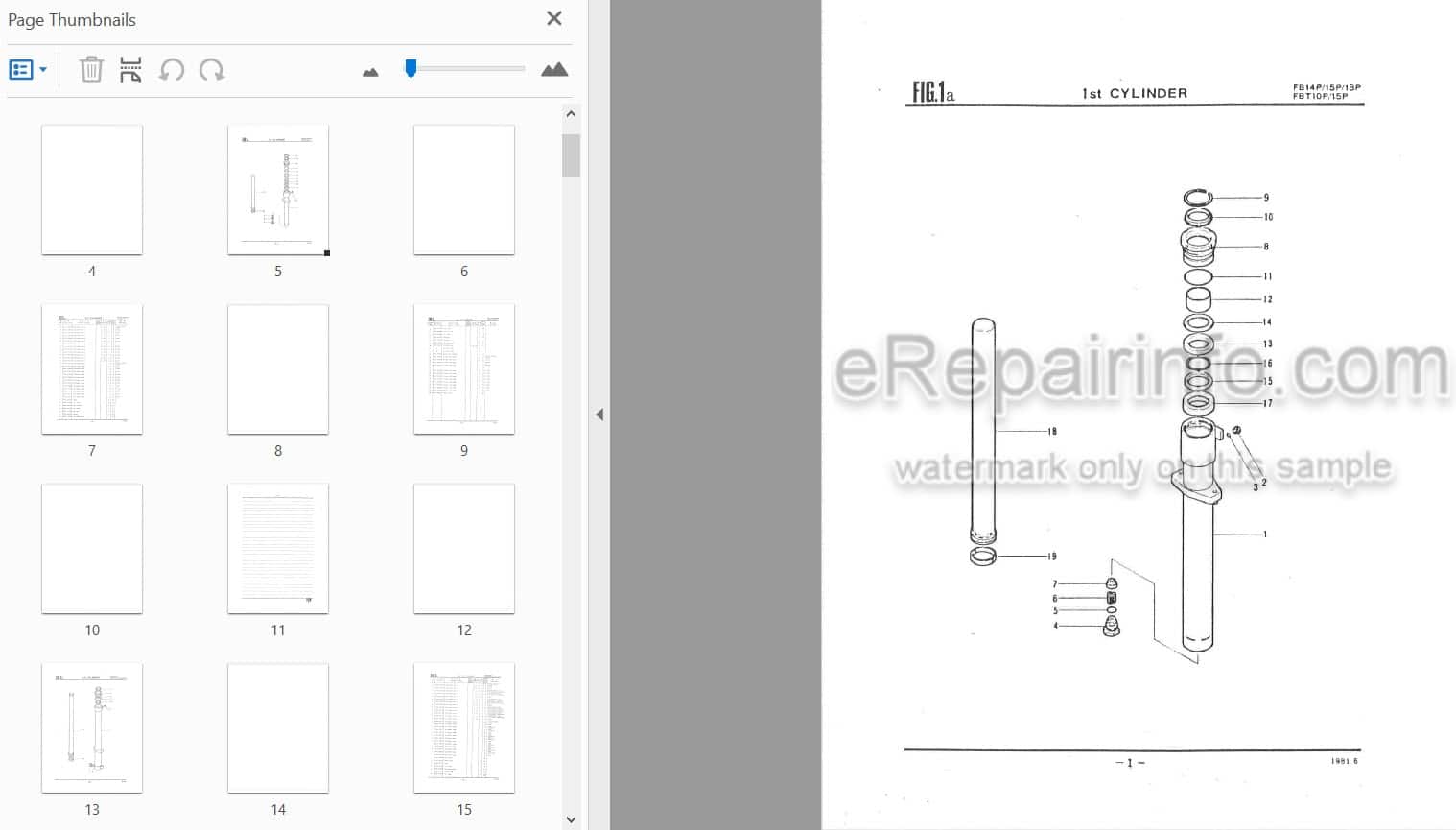 Photo 3 - Nippon Yusoki FE FB Series-M Parts List Forklift