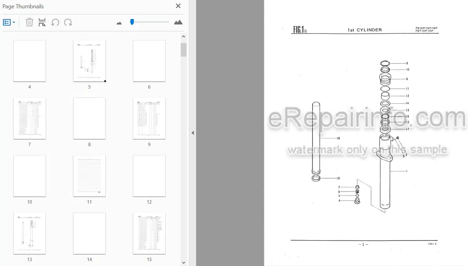 Photo 3 - Nippon Yusoki FE FB Series-M Parts List Forklift