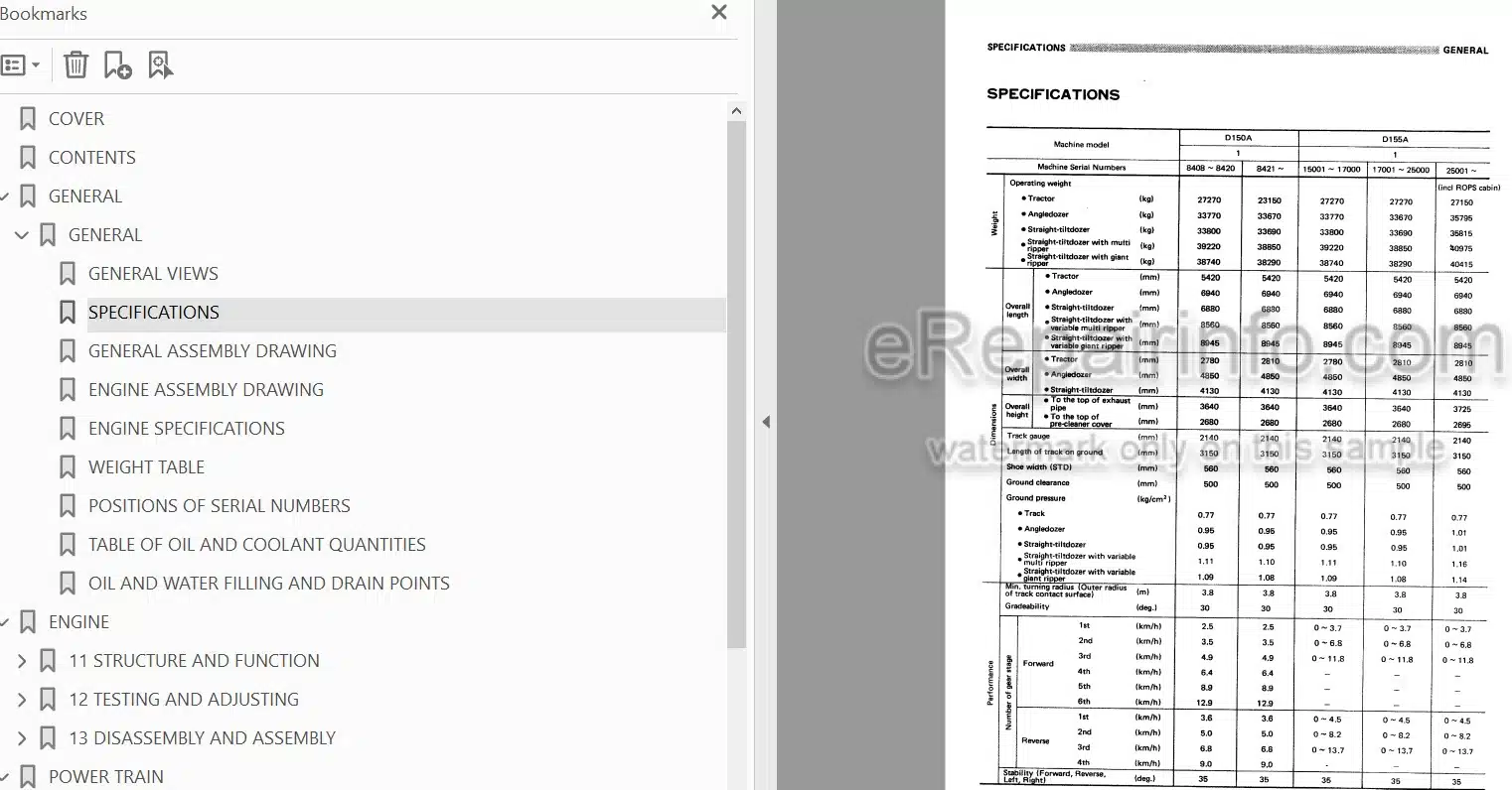 Photo 3 - Komatsu D150A-1 D155A-1 Shop Manual Bulldozer SEBM0170A07 SN 8408- 15001-