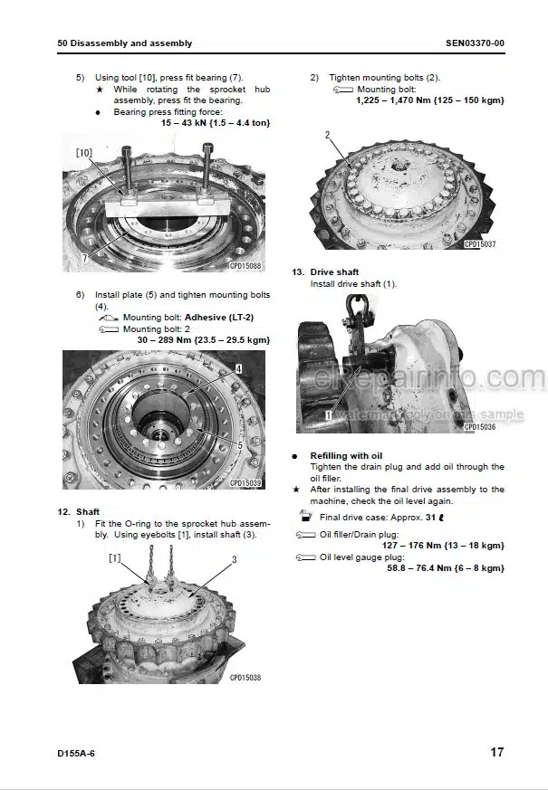 Photo 10 - Komatsu D155A-6 Shop Manual Bulldozer SEN02854-09 SN 85001-