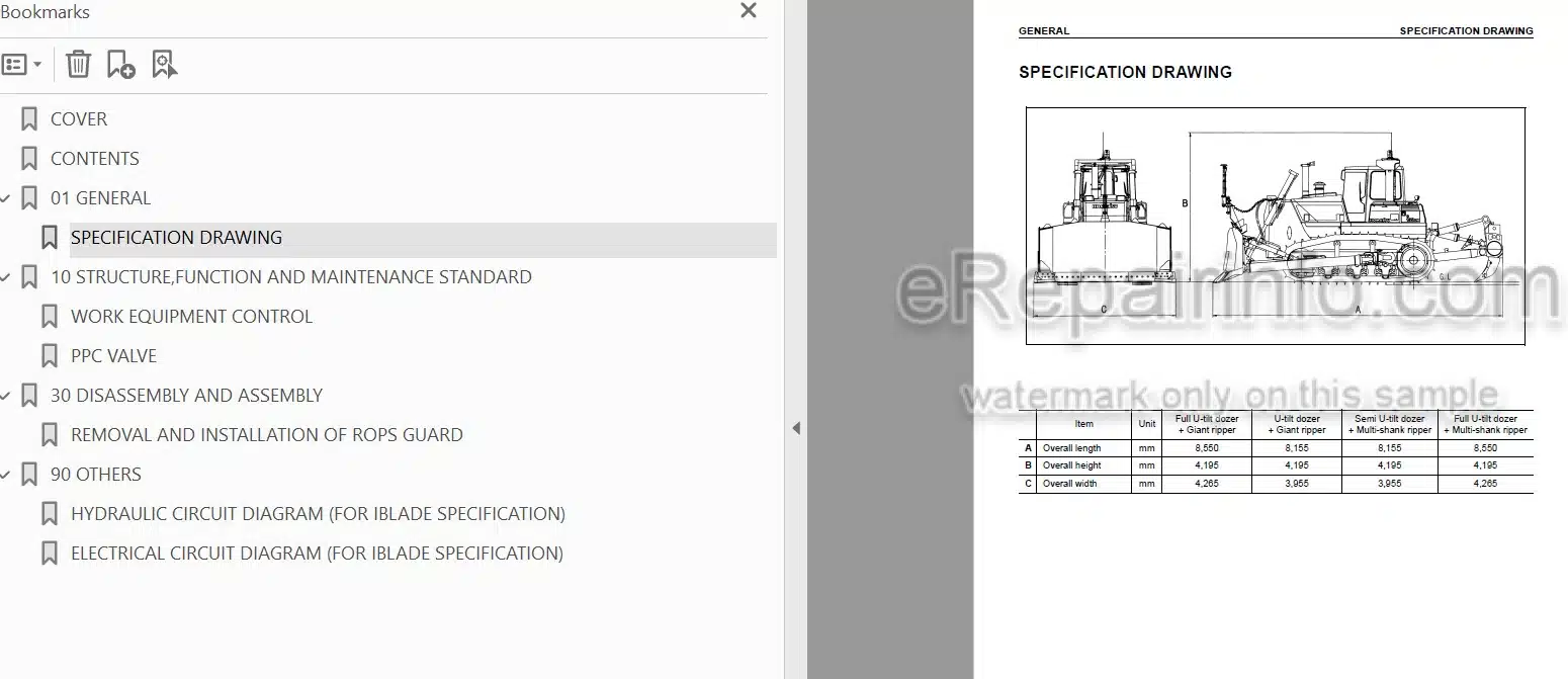 Photo 4 - Komatsu D155AX-5 IBlade Spec Shop Manual Bulldozer SEBM038800 SN 76001-