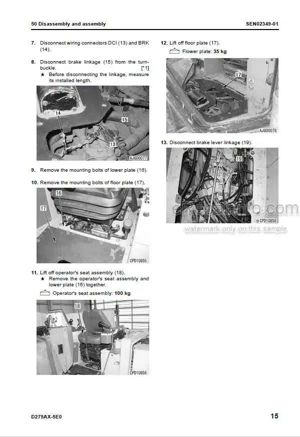 Photo 5 - Komatsu D275AX-5E0 Shop Manual Bulldozer SEN00919-10 SN 30001-