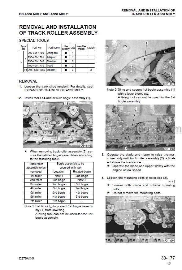 Photo 11 - Komatsu D275AX-5 Shop Manual Bulldozer SEBM025511 SN 20001-