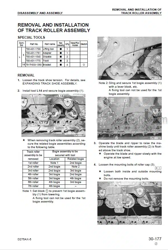 Photo 7 - Komatsu D455A-1 Shop Manual Bulldozer SEBM0198A05 SN 1013-