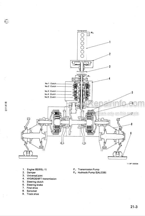 Photo 5 - Komatsu D31E-18 D31P-18 D31P-18A D31PL-18 D31PLL-18 D31S-18 D31Q-18 D37E-2 D37P-2 Shop Manual Bulldozer SEBM01141805 SN 40001- 1501-