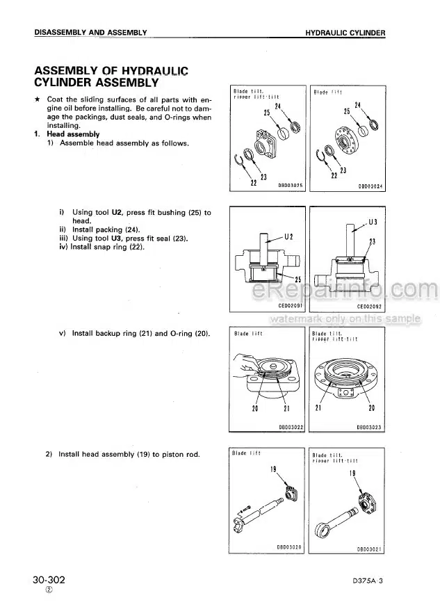 Photo 5 - Komatsu D375A-3 Shop Manual Bulldozer SEBM016103 SN 17501-