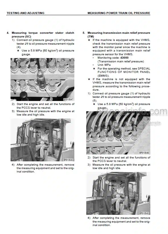 Photo 10 - Komatsu D375A-5 VHMS Spec Shop Manual Bulldozer SEBM036103 SN 18052-