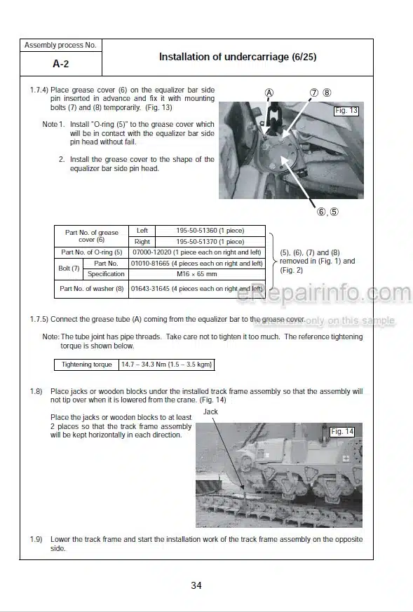 Photo 7 - Komatsu D375A-6 Field Assembly Instruction Bulldozer GEN00097-01 GEN00099-01 SN 60001-