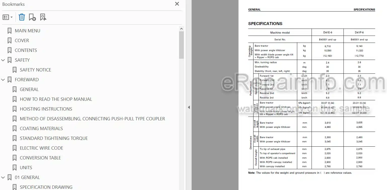 Photo 5 - Komatsu D41E-6 D41P-6 Shop Manual Bulldozer SEBD028803 SN B40001-
