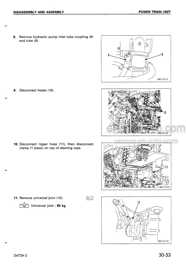 Photo 6 - Komatsu D475A-3 Shop Manual Bulldozer SEBM017209 SN 10601-