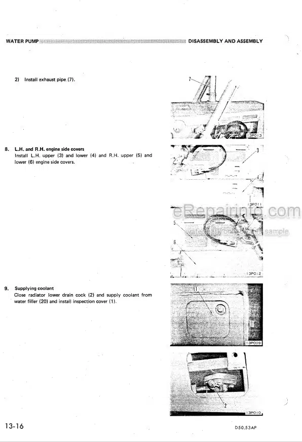 Photo 8 - Komatsu D50A-16 D50P-16 D50PL-16 D53A-16 D53P-16 Shop Manual Bulldozer SEBM130C002 SN 65001- 65280-